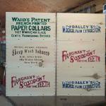 A sample of some of our crates with commercially available products from the 1860's stenciled on them.