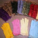 We stock ladies gloves in a wide array of colors and trims. We also carry vintage cotton and kid gloves.